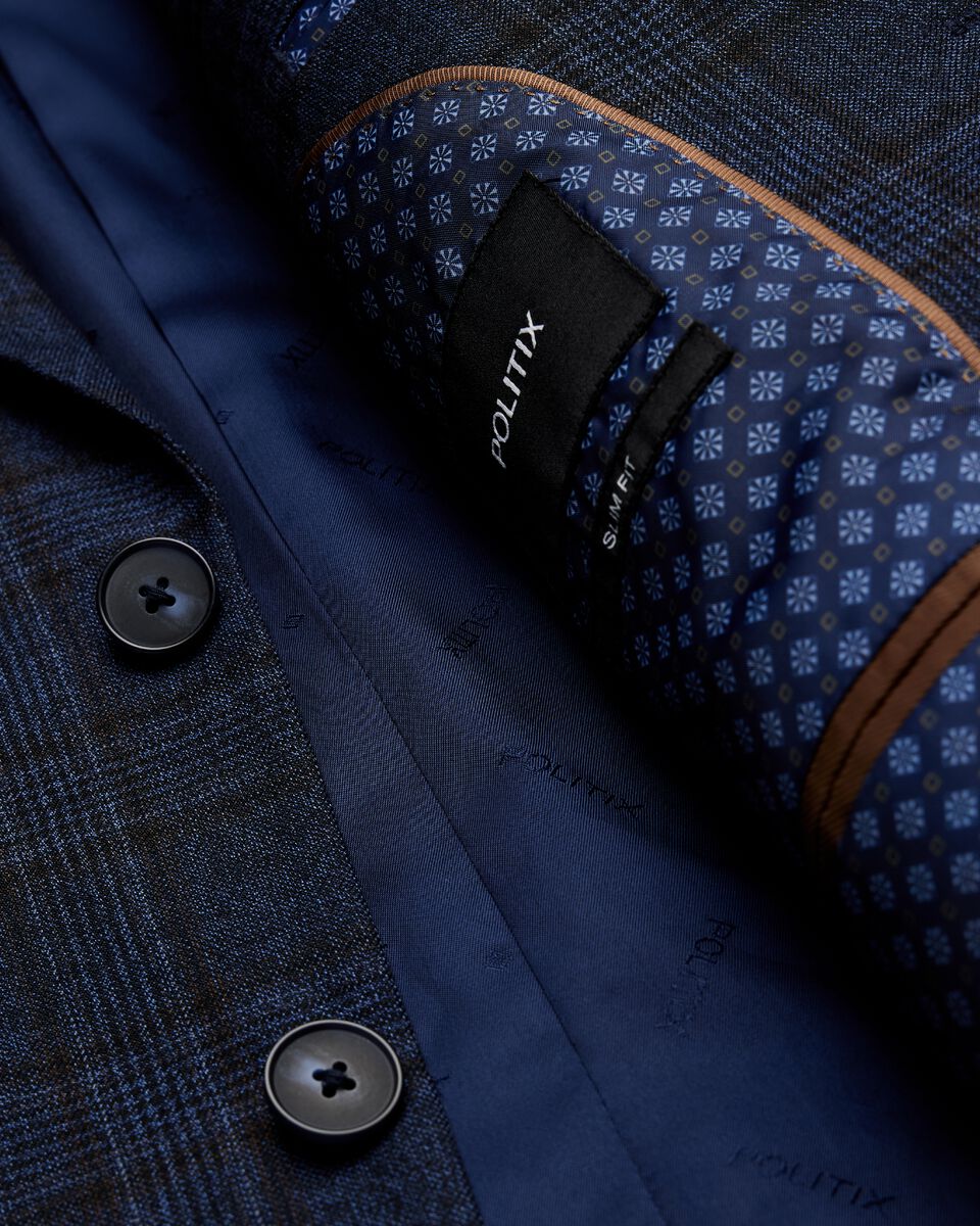 Slim stretch modern heritage check tailored jacket, Blue Check, hi-res